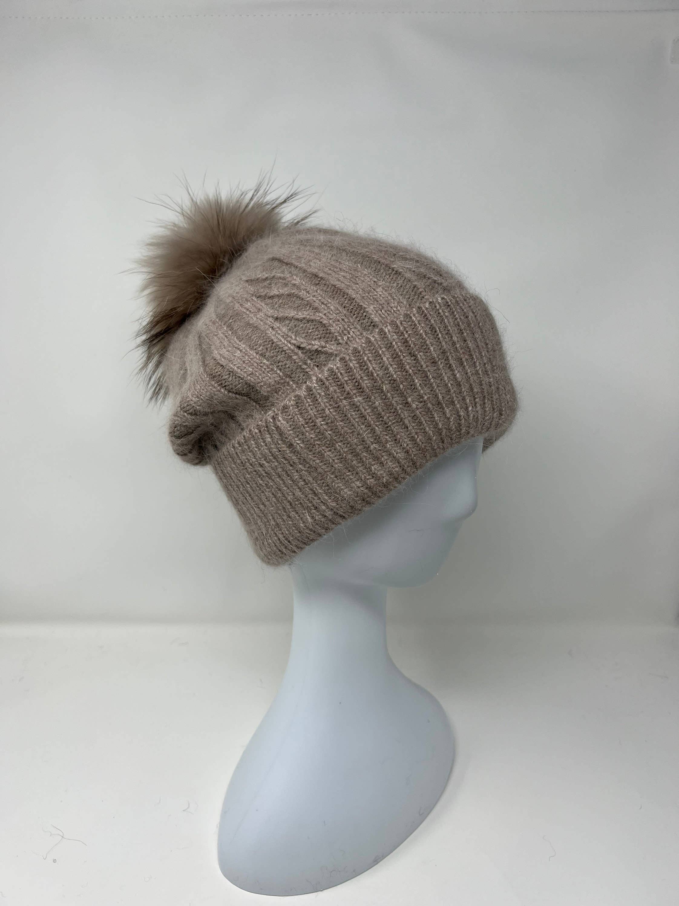 FanakoStudioNYC - Wholesale Beanie - Women's - New, Cashmere Beanie Hat For Winter, Angora Fur Beanie, Fox Fur Pompom.christmas Gift6