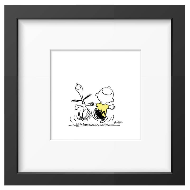 Peanuts Snoopy Charlie Dance Framed Print Handmade for wholesale by Magpie