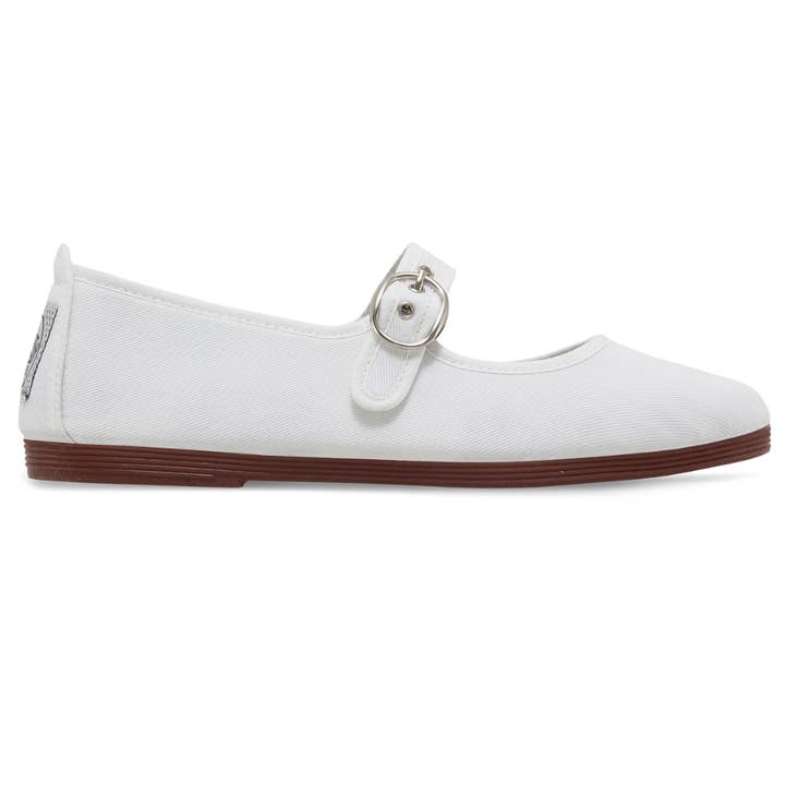 Womens White Tolosa Mary Jane Plimsoll for wholesale by Flossy Shoes