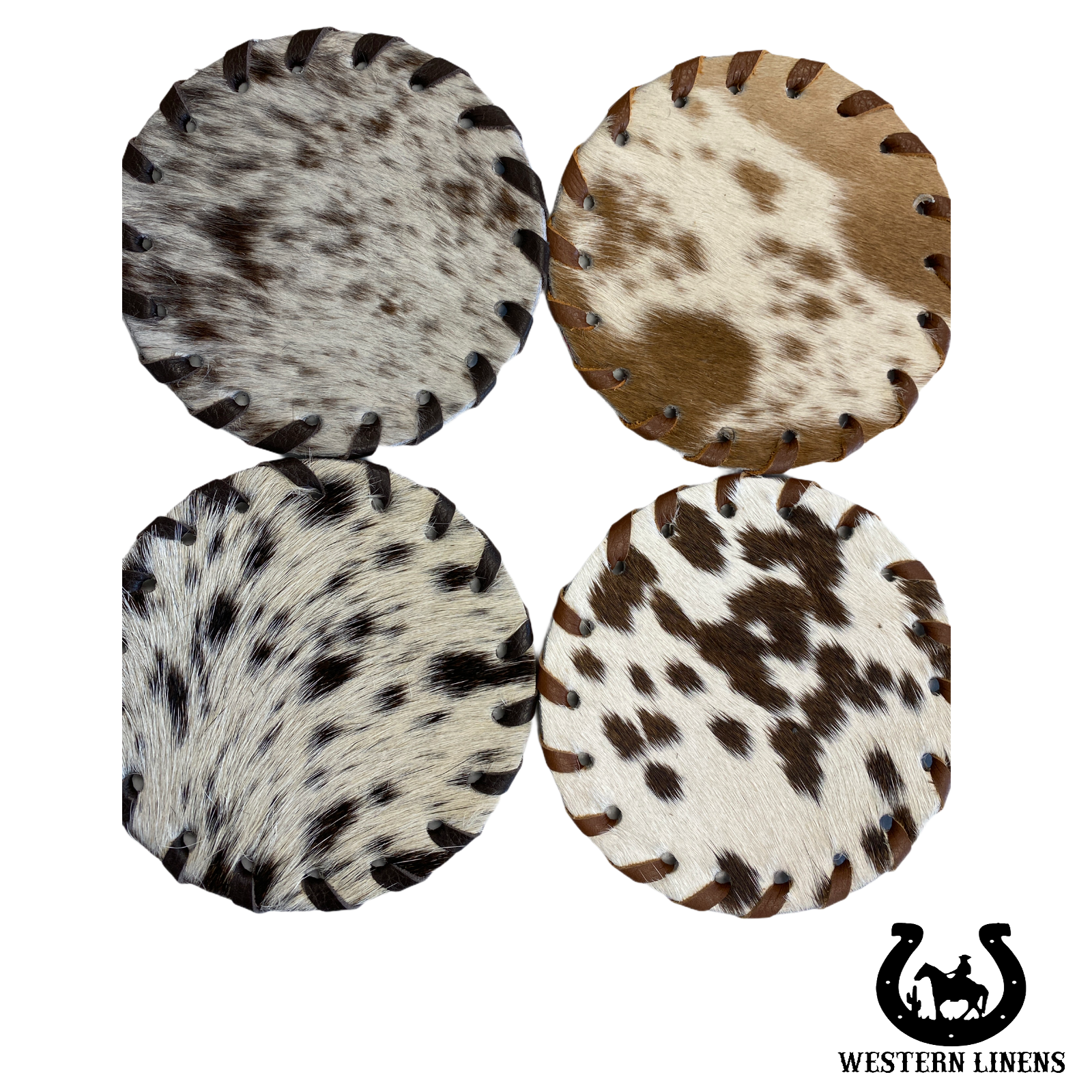 Wholesale WESTERN LINEN Cowhide Coaster Plain for your store Faire