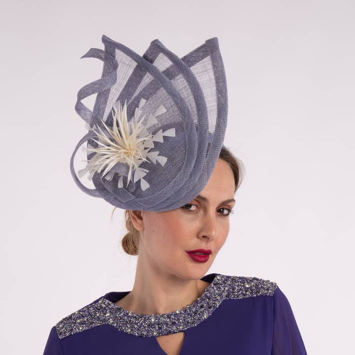 Tear Drop Cut Sinamay Fascinator Feather Bow Center | 5935H for wholesale by KaKyCo