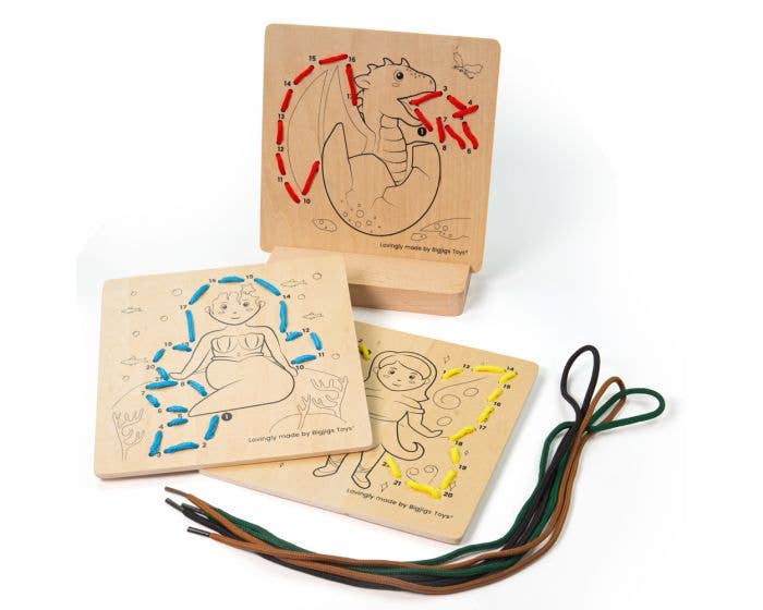 Bigjigs Toys - Wholesale Wood Toy - Kids - Lacing by Numbers - Mythical0