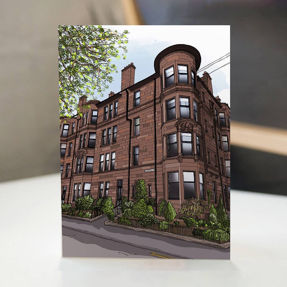 Turadh Design Co. – wholesale Everyday greeting card – Glasgow Hyndland Tenement Greetings Card1
