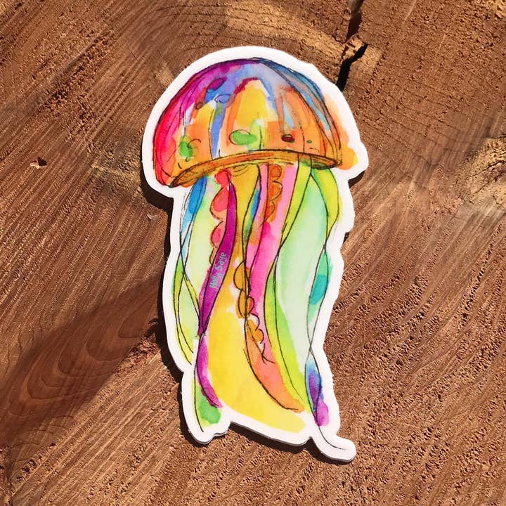 Jellyfish Colors Sticker for wholesale by Holly Sage Art