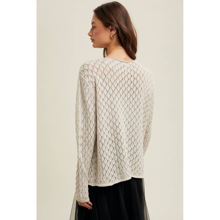 NATURAL CROCHET LIGHTWEIGHT SWEATER / WL24-9902 for wholesale on Faire
