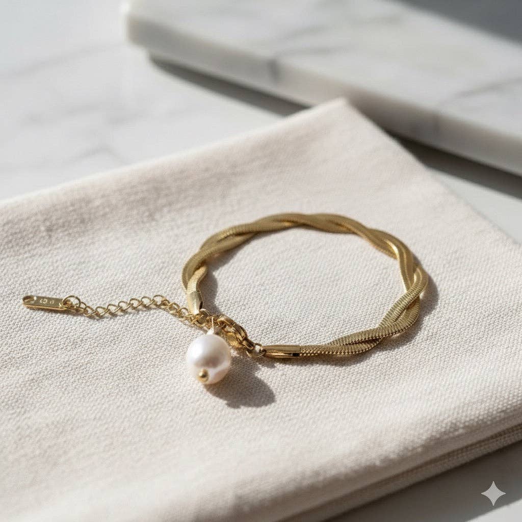 OE! - Vendita all'ingrosso Braccialetto con ciondolo/pendente - SERPENTE - bracciale con perla0