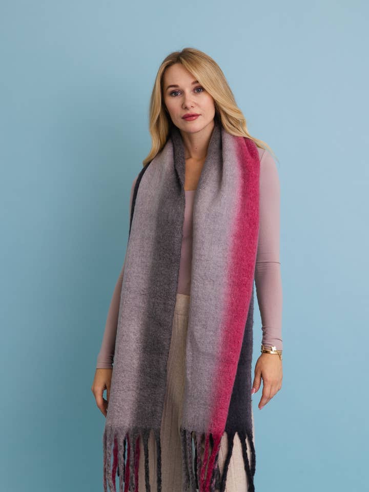 Ombre Dream Luxe Fringe Blanket Scarf 🎨 for wholesale by Leto Accessories