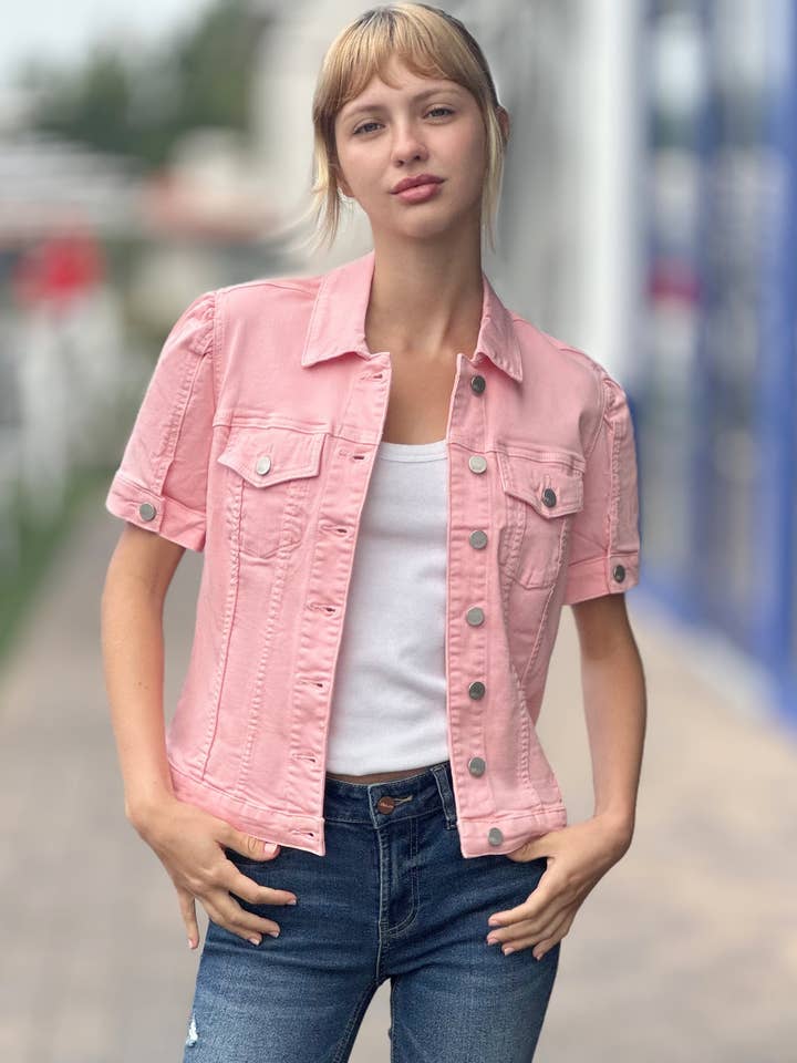 Puff-Sleeve Denim Jacket for wholesale by WASH LAB
