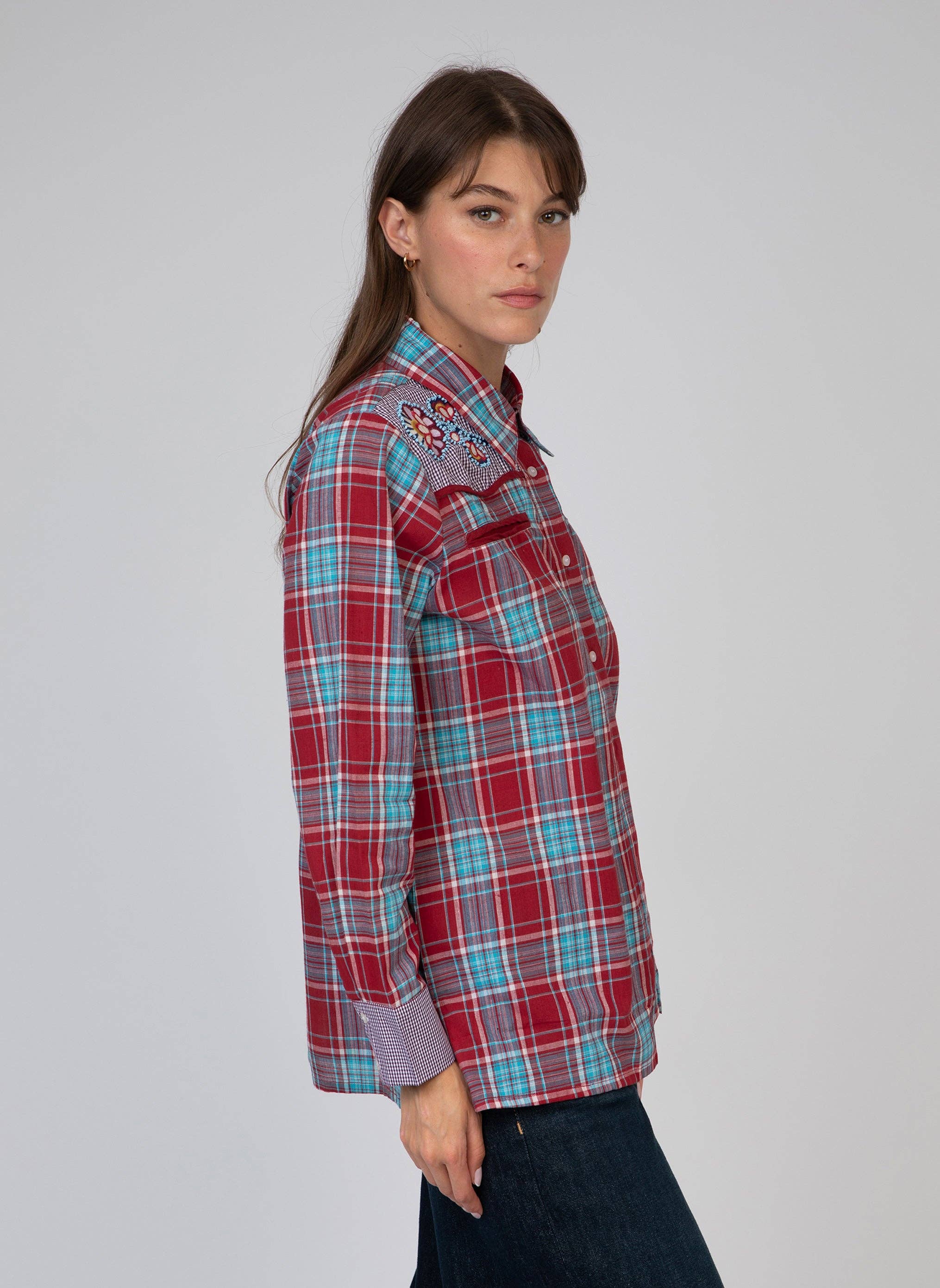 An'ge - Wholesale Button Down Shirt - Women's - SOTALIE red shirt3