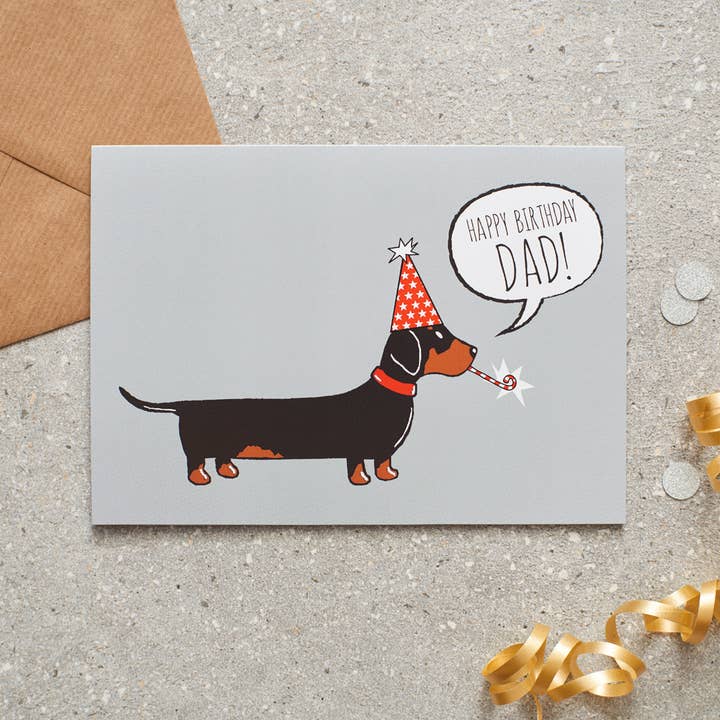 Geburtstagskarte für Papa — Dackel für den Großhandel von Sweet William Designs