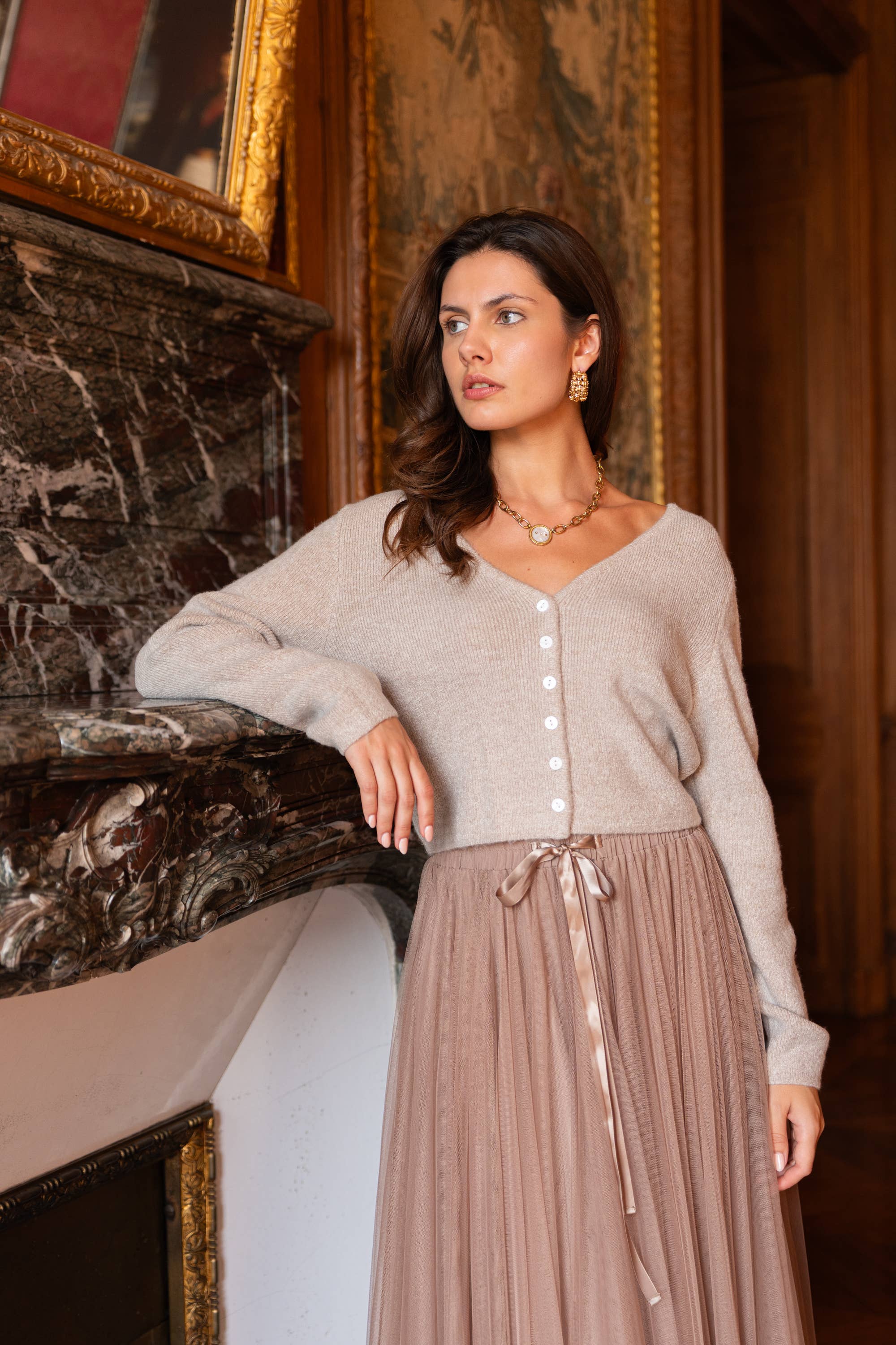 CHOKLATE PARIS - Wholesale Cardigan - Dames - Mila vest met V-hals in breiwerk - 8811-10