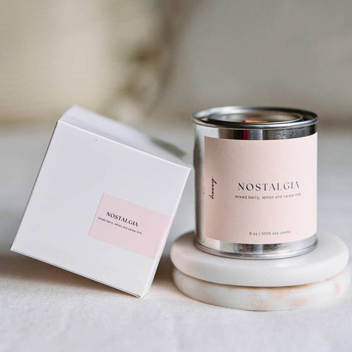 Bougie de soja Nostalgia avec mèche en bois de 8 oz, décoration d'intérieur, parfum de céréales pour la vente par Honey Candle Studio