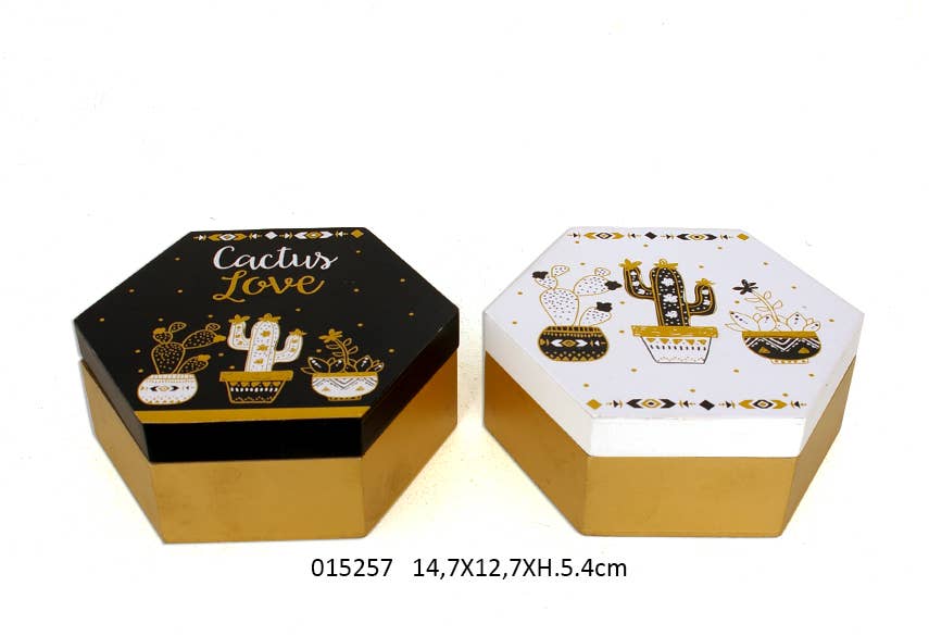 Faye - Wholesale Decorative Box - Box 'Merida' 14.7 X 12.7 X H.5.4 cm / 2 Ass0