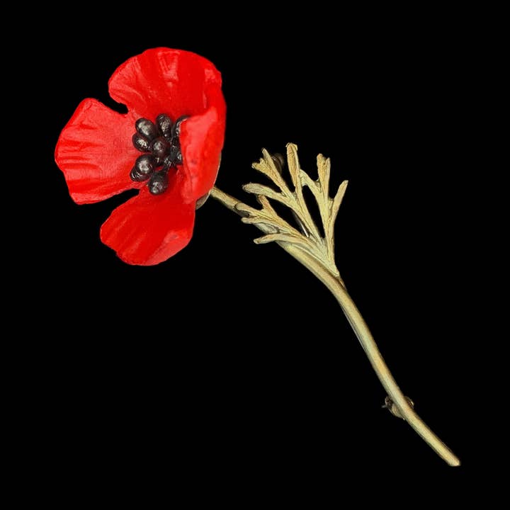 Red Poppy Brooch for wholesale by Michael Michaud