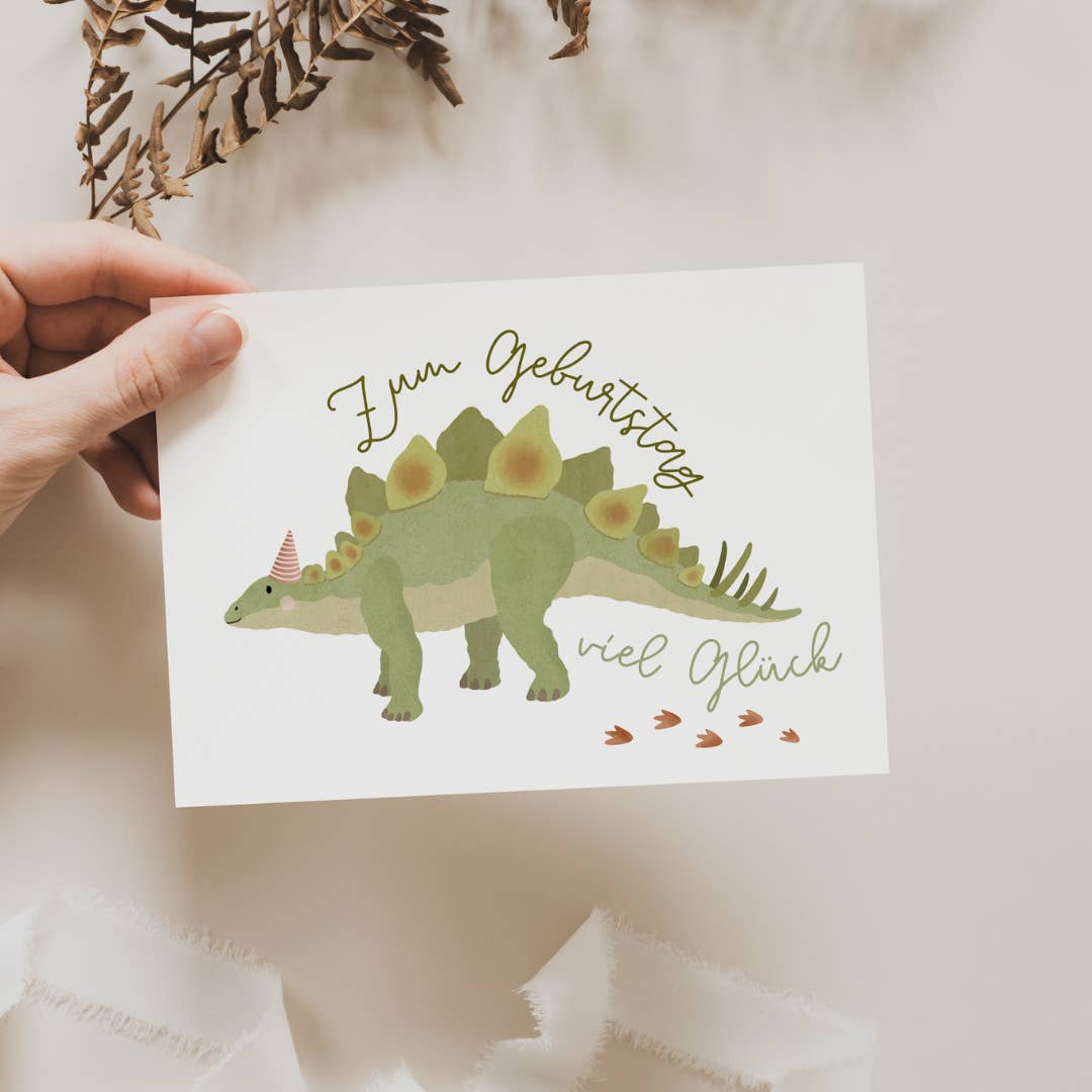 Tilda&Theo - Wholesale Birthday Card - Postcard dinosaur - birthday dinosaur Stegosaurus