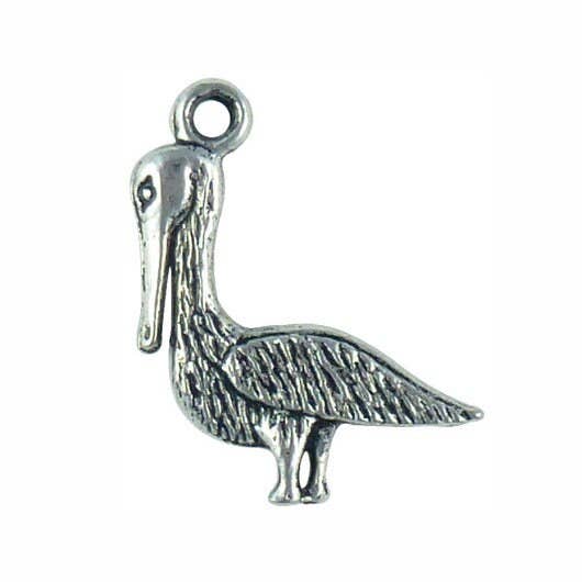 Treasure Island Jewelry - Wholesale Individual Charm/Pendant - 10 Antique Silver Pelican Charm/Pendant by TIJC