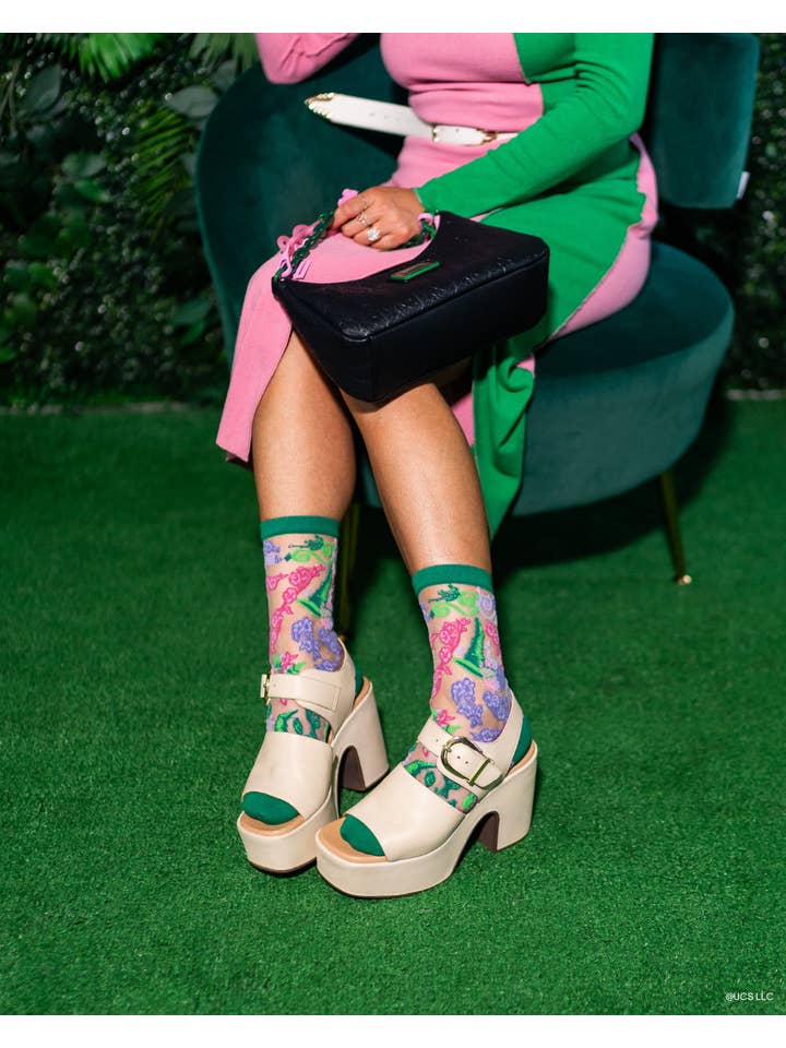 Sock Candy - Wholesale Socks - Women's - Wicked For Good Floral Sheer Crew Sock5