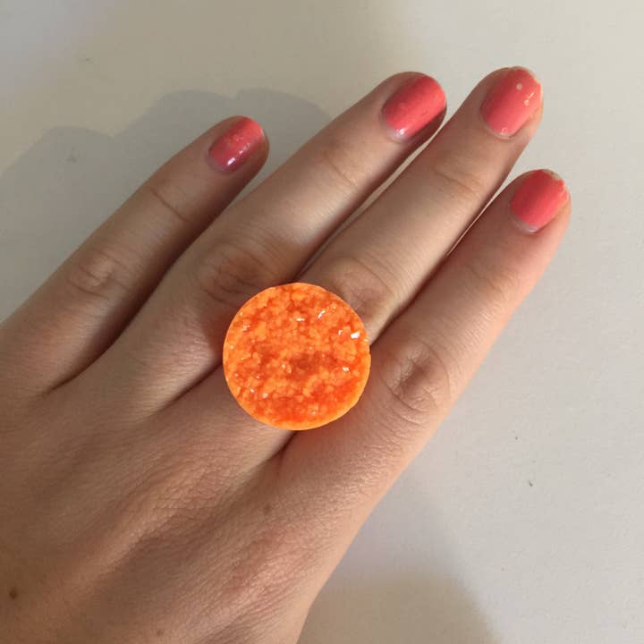 Orange Druzy Ring for wholesale by Kate Tuesday Jewelry