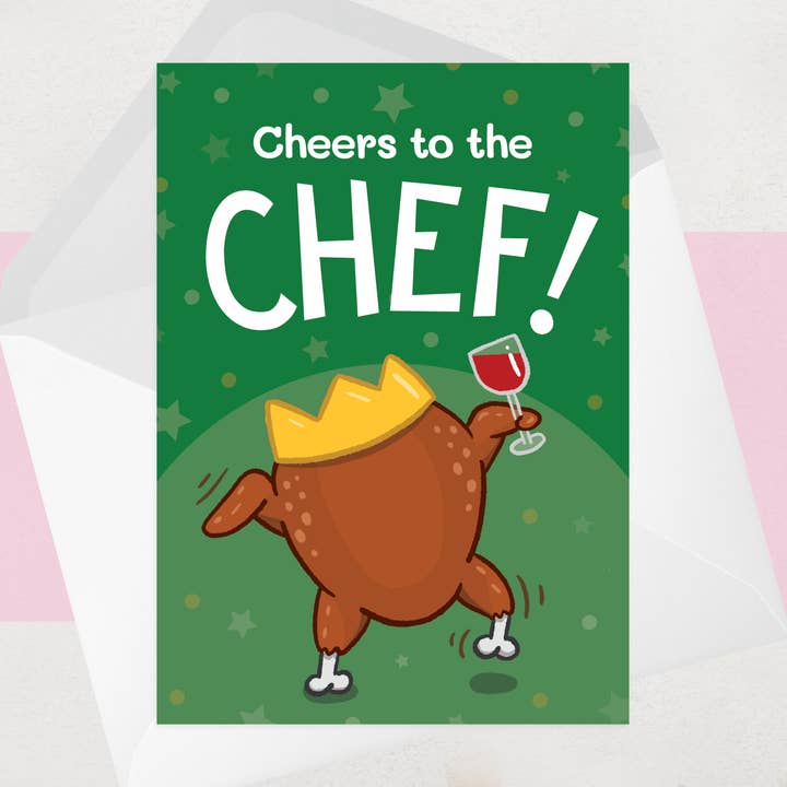 Chef Christmas Card - Roast Turkey, Funny Xmas Dinner Cards for wholesale by OCD Greeting Cards