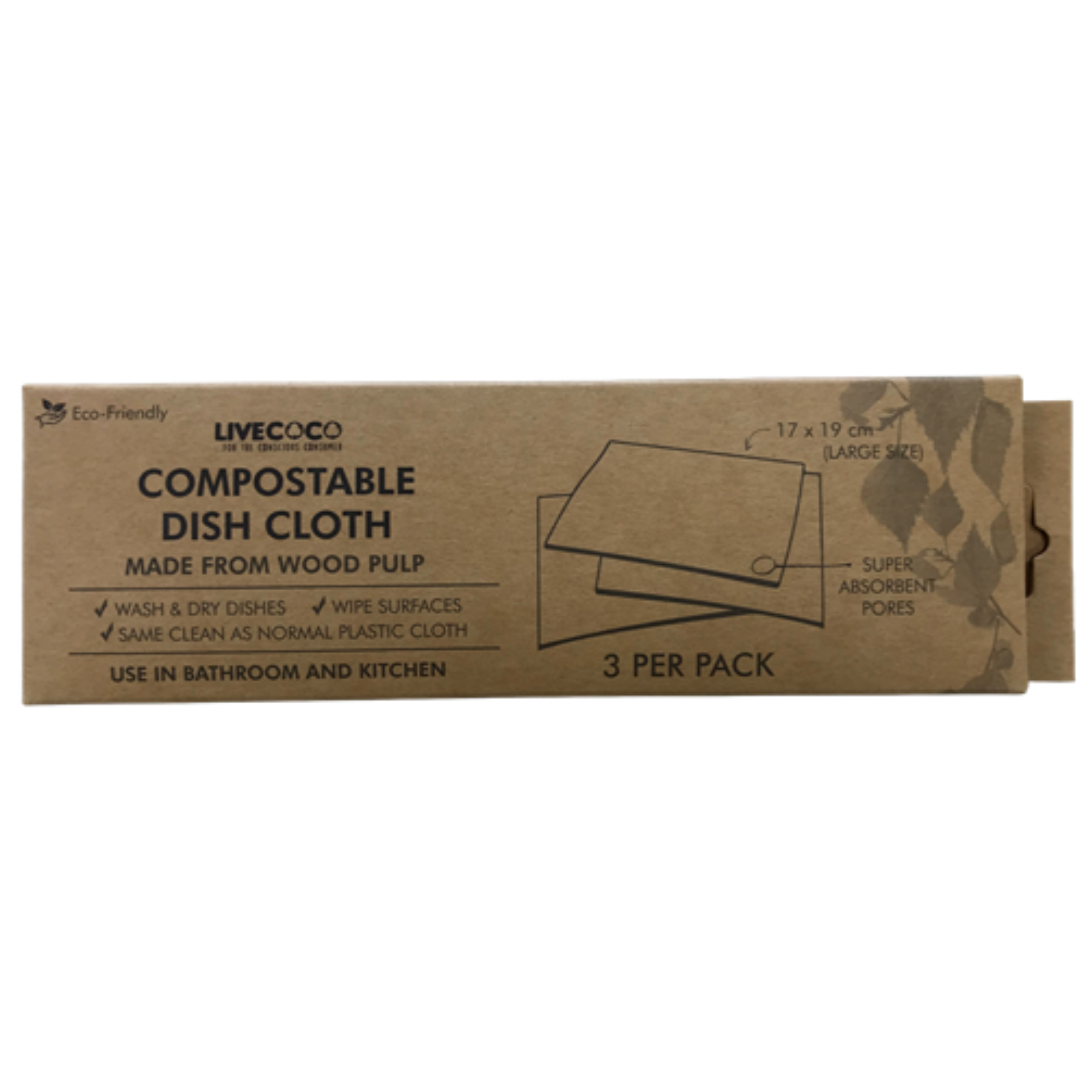 EcoVibe - Wholesale Dishcloth - Compostable Cleaning Cloths (3 per pack)1