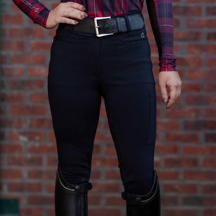 Dapplebay Holiday Plaid Full Seat Compression Breeches - Black for wholesale on Faire