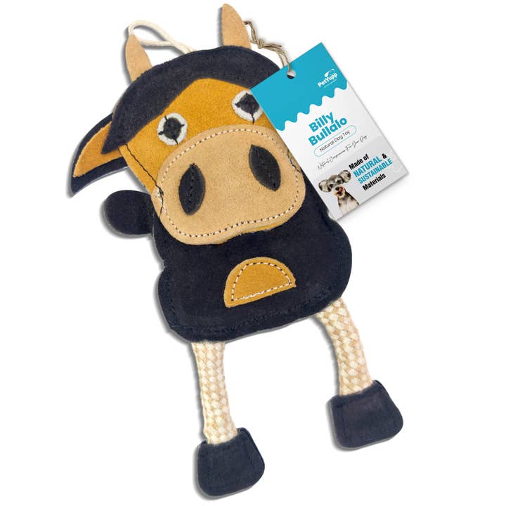 Leather, Cotton & Jute Toy with Coconut Fiber Filling - Billy Buffalo for wholesale by PetYupp