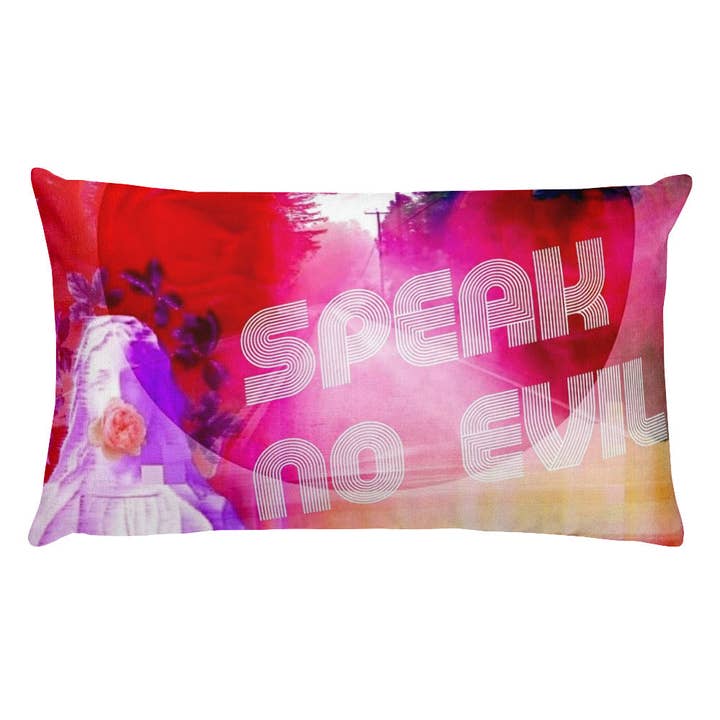 Atomic Violet Hot Pink Mary | Speak No Evil | Vaporwave | Virtues All-Over Print | Modern Decor Premium Pillow Case w/ stuffing for wholesale by TECHNOIRCANDY
