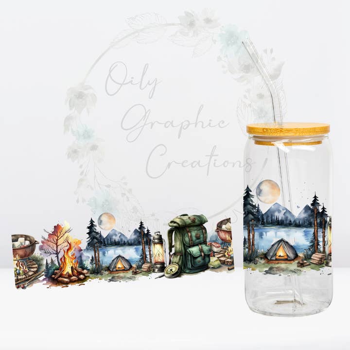 Camping Gear -16oz UV DTF Wrap for wholesale by Oily Graphic Creations