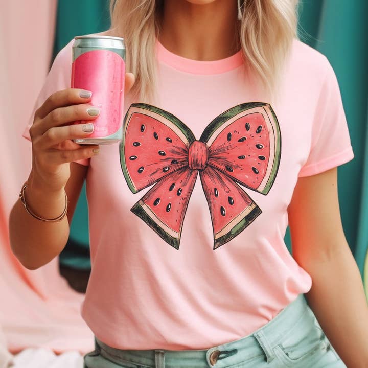 Watermelon Slice Bow Fruit Stand Farmer Market Graphic Tee for wholesale by Par.tees by Party On!