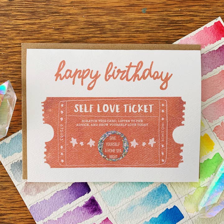 Cartão de aniversário do amor próprio Scratch-Off por atacado de Jess Weymouth