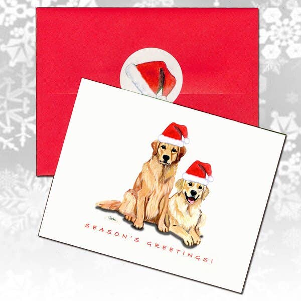 Golden Retriever Paire de cartes de Noël pour la vente par Zeppa Studios