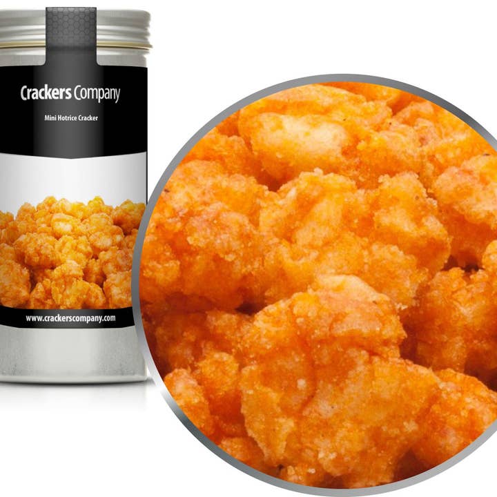 Mini craquelins au riz chaud. PU avec 40 pièces et 35 g de contenu par pièce. pour la vente par CrackersCompany