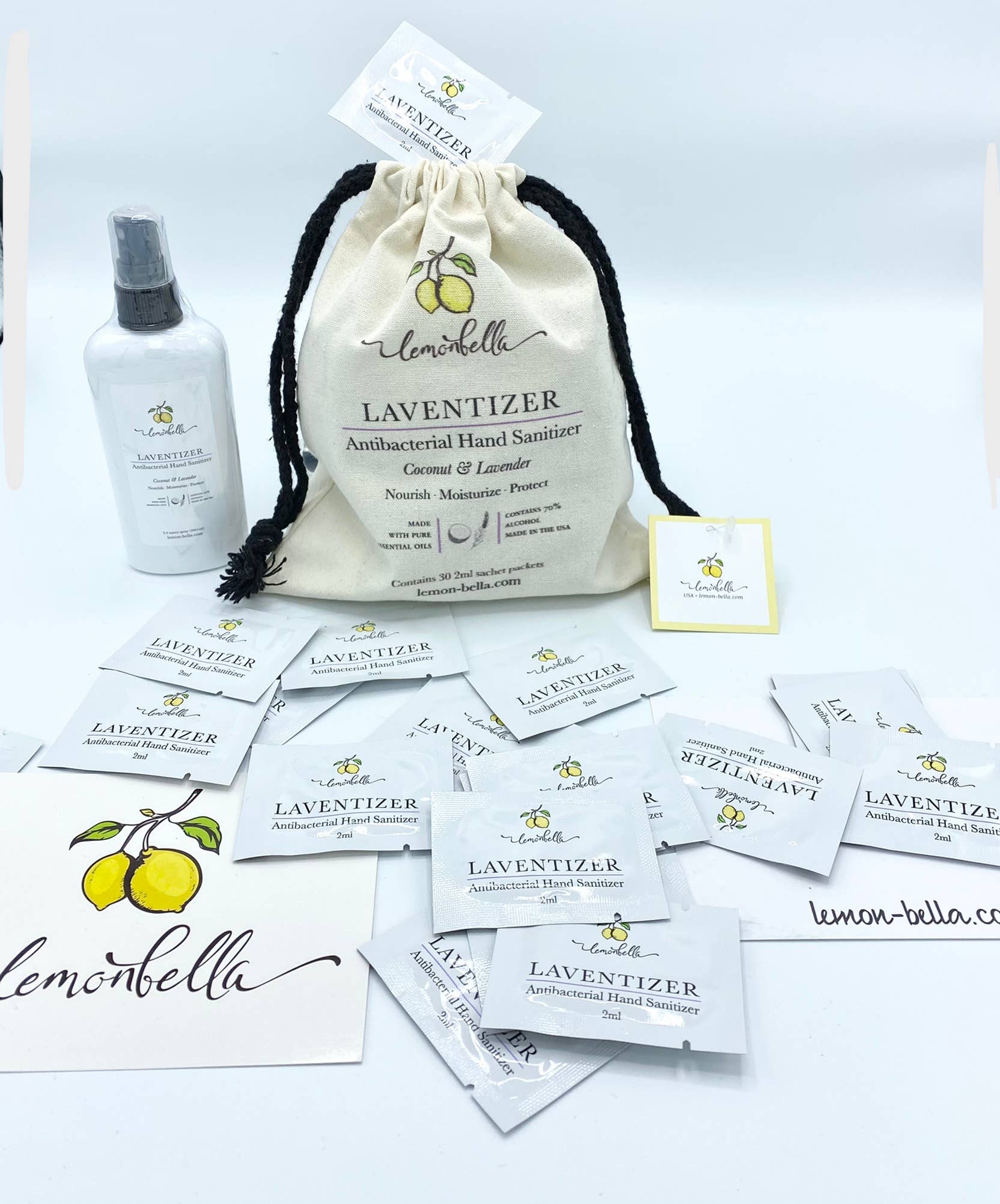Lemonbella – Engroshandel Hånddesinfektionsmiddel – Laventizer 30 Pack engangsposer til håndrensere1