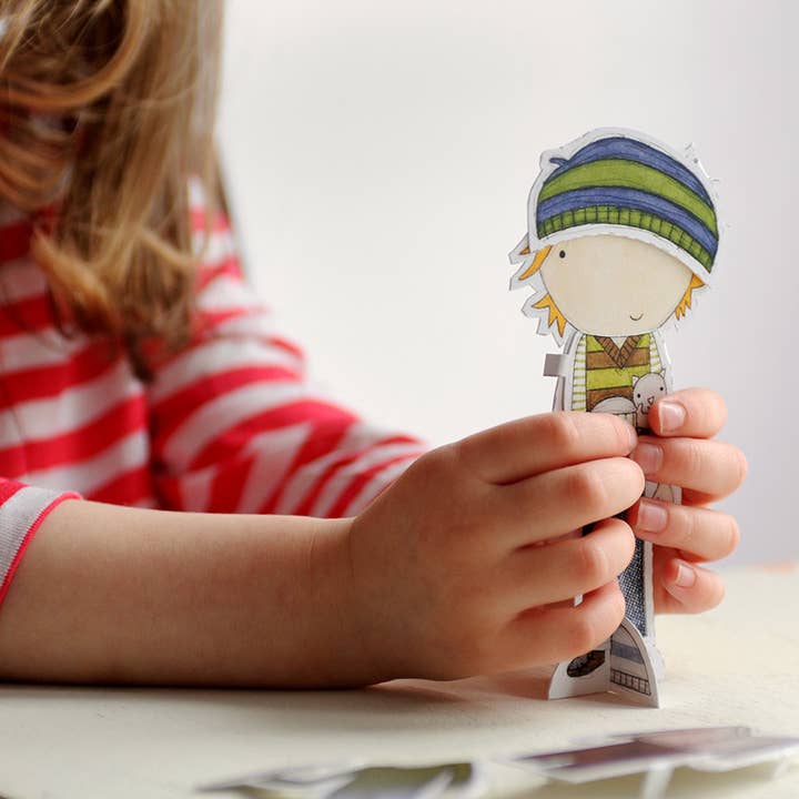 Clara and Macy - Wholesale DIY Craft Kit - Kids - Colin Paper Doll Card1