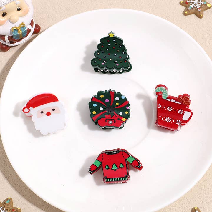 Festive Mini Christmas Hair Clip, Holiday Designs Hair Claw for wholesale by SoapElenGlen