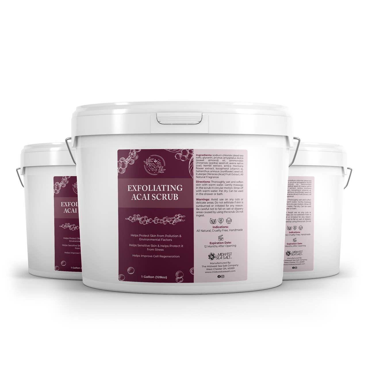 The Midwest Sea Salt Company - Vente Gommage/exfoliant pour le corps - Gommage Corporel Exfoliant à l'Açaï - 128oz1