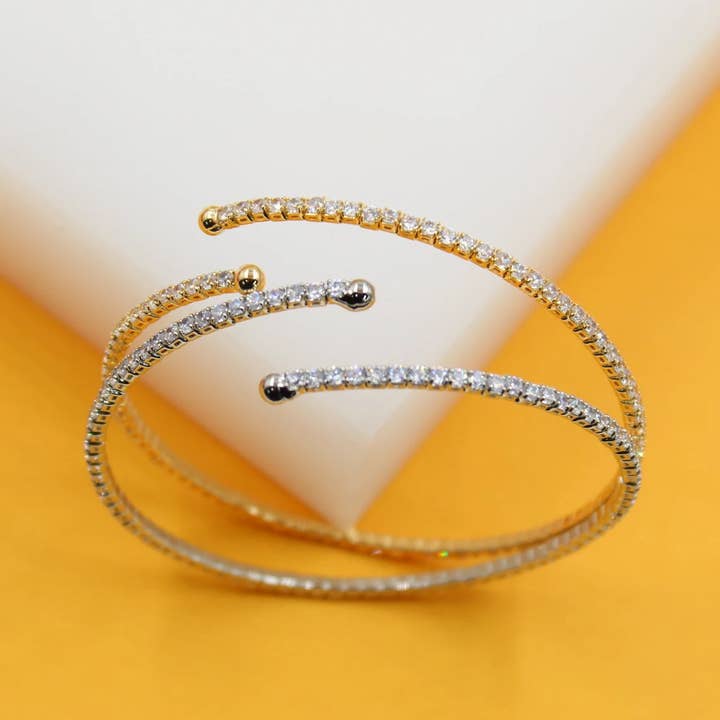 Armreif mit 18 Karat Gold gefüllt mit Zirkonia, gepflastert (B62) für den Großhandel von MIA Jewelry