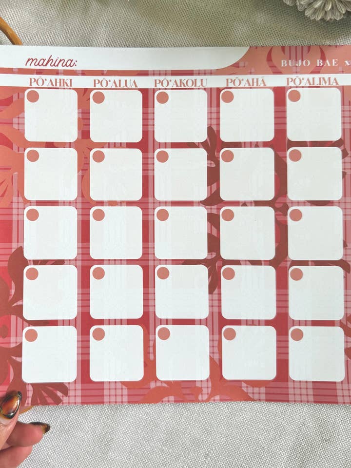 Lehua Kapa Kuiki x Palaka | Monthly Notepad for wholesale by Bujo Bae