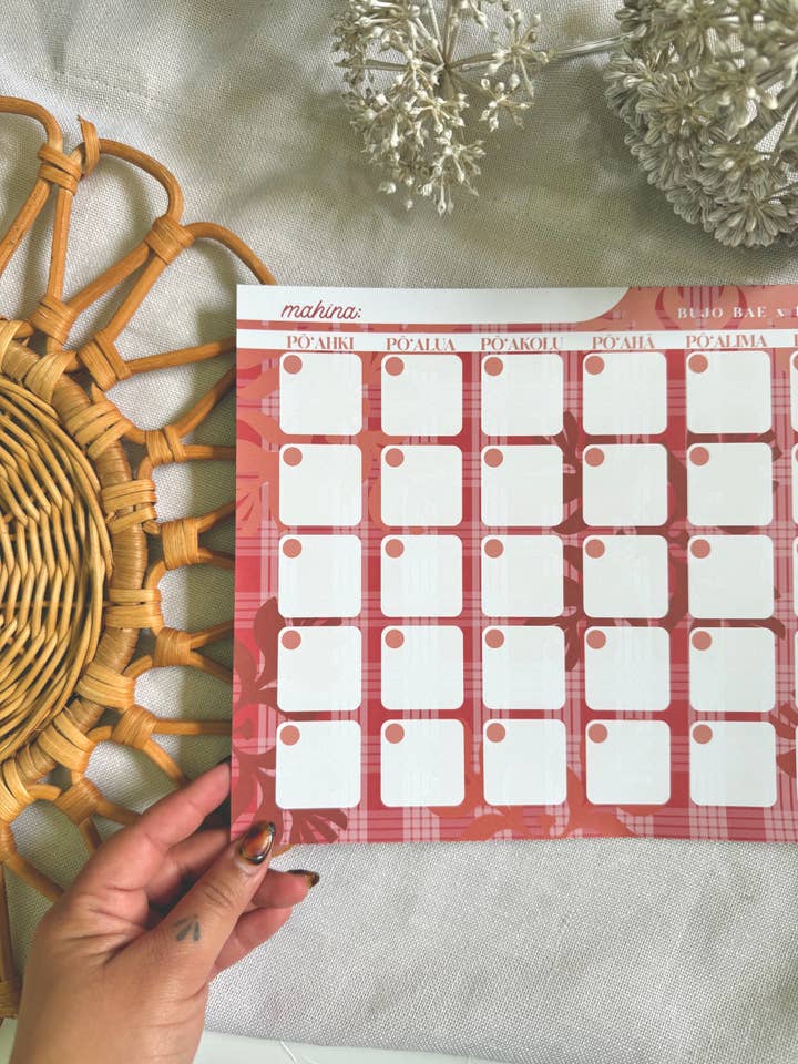 Lehua Kapa Kuiki x Palaka | Monthly Notepad for wholesale by Bujo Bae