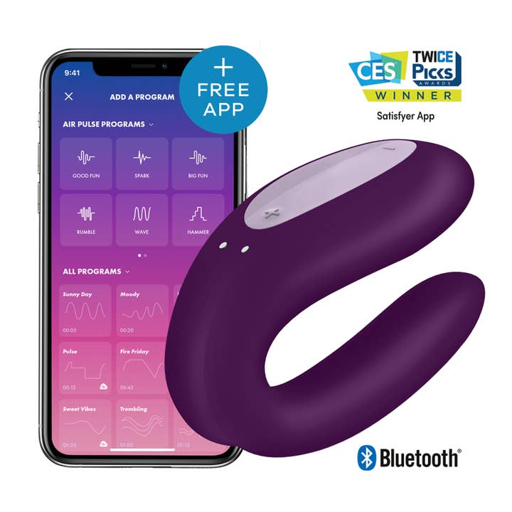 LOVERS - SHOP - Wholesale Sex Toy - Satisfyer - Double Joy with app - Rose gold and purple