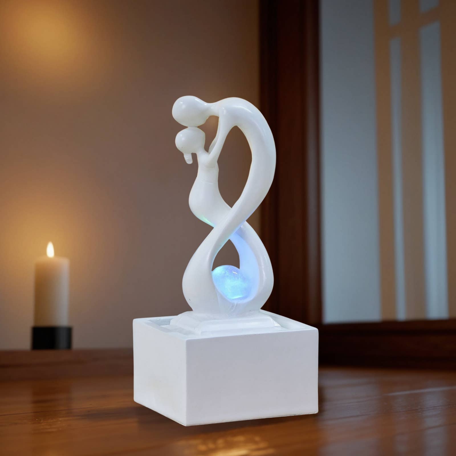 Zen'Arôme - Vente Décorations de table - Fontaine d'Intérieur Moderne Amor Blanc Idée Cadeau11