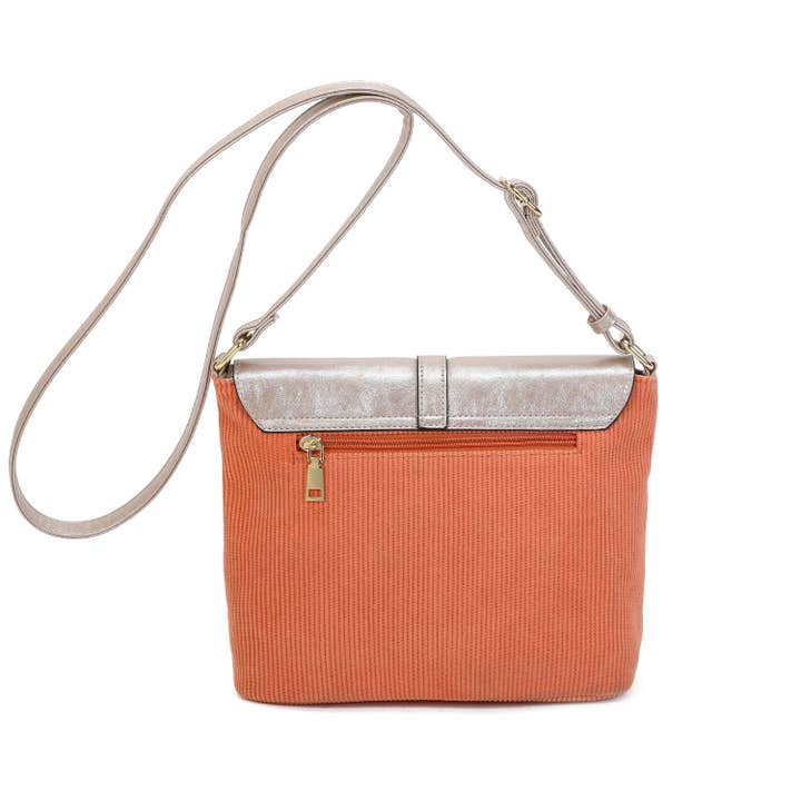 INES DELAURE - Wholesale Shoulder Bag - Women's - Corduroy shoulder bag trimmed with PU10