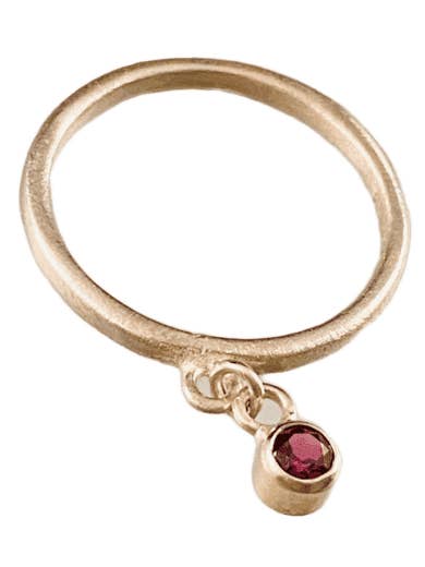 Sterling & Faceted Garnet Charm Ring Size 4 3/4 for wholesale by GK Designs