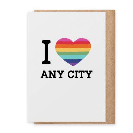 Tarjeta de felicitación con texto en inglés «I Heart (Any City)», diseño de orgullo para venta al por mayor de Paisley & Parsley