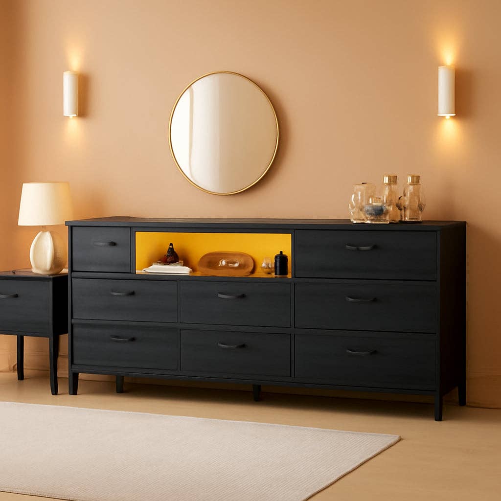 ShipItFurniture - Wholesale Console Table - Black Dresser With 75 Inch TV Stand For Living Room0