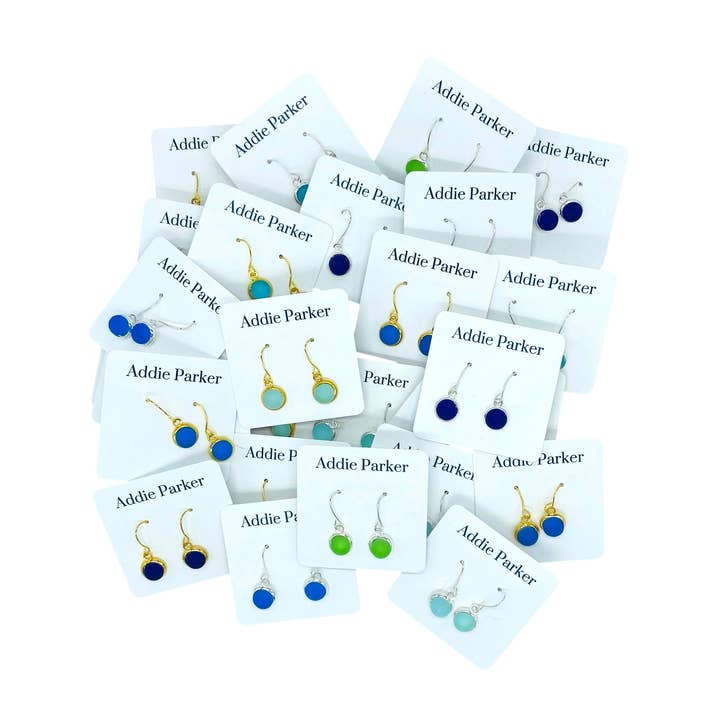 Four Pack Seaglass Small French Hook Earrings for wholesale by Addie Parker Jewelry