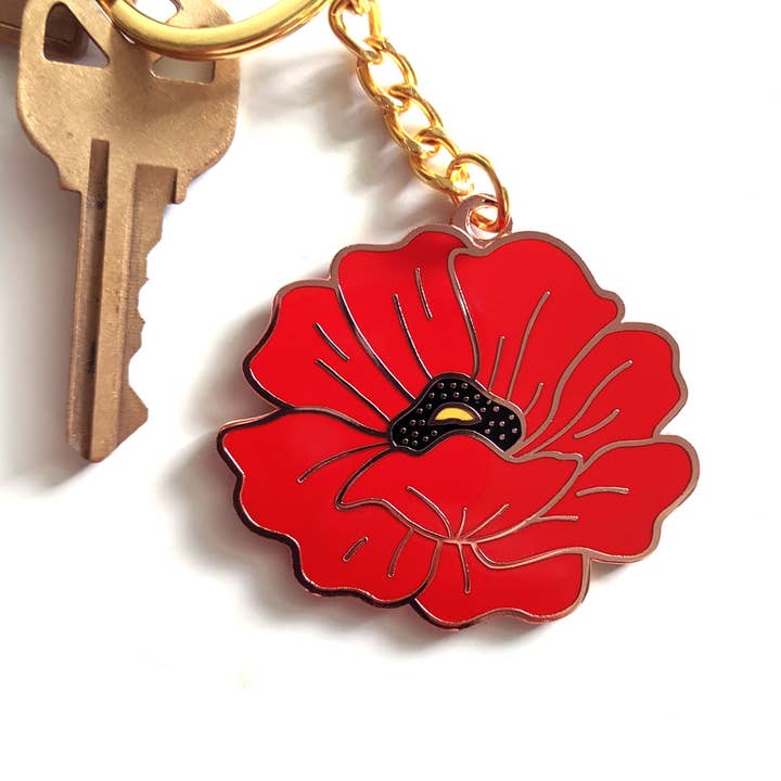 Arlo Goods - Wholesale Keychain - Women's - Red Poppy Enamel Keychain