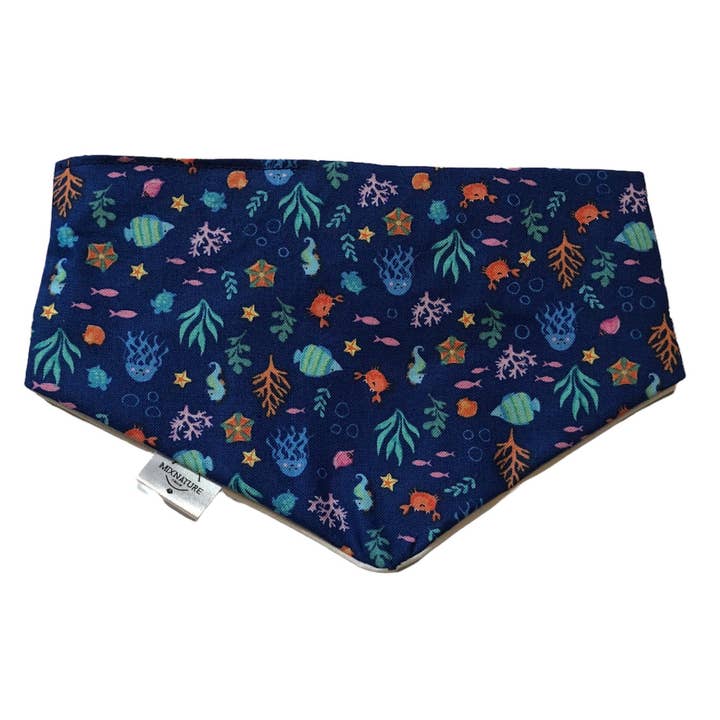 Blue ocean life dog bandana for wholesale by Mixnature Collars