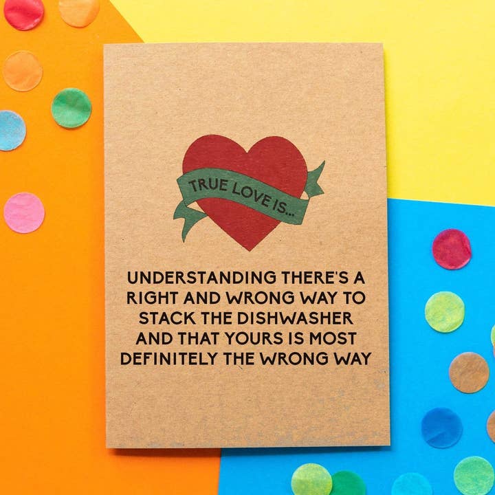 Biglietto di San Valentino divertente, impilabile in lavastoviglie per la vendita all'ingrosso da parte di BETTIE CONFETTI