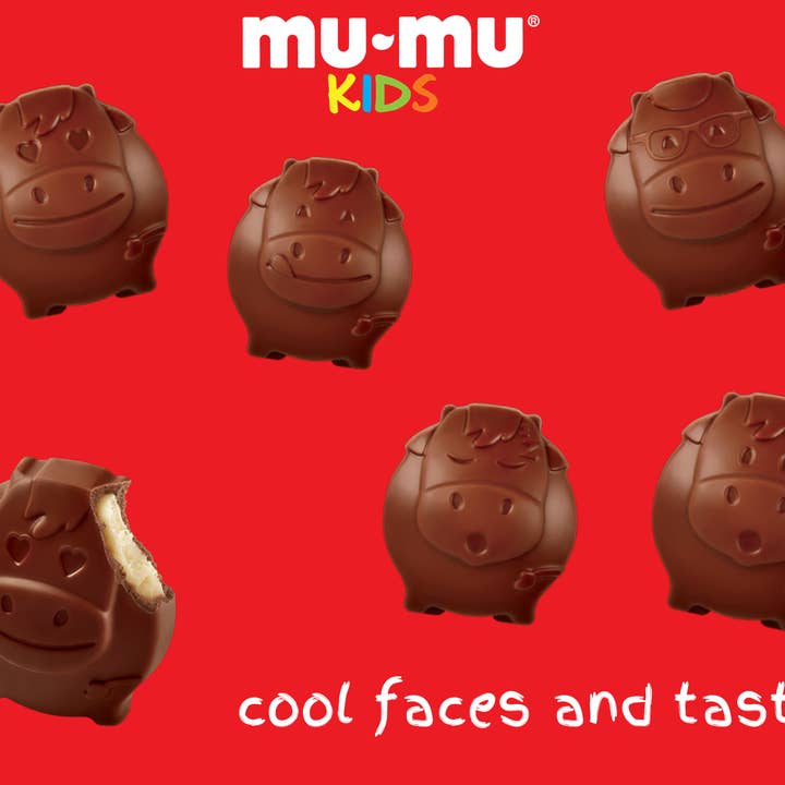Neugebauer Chocolates - Venta al por mayor Dulces con chocolate - FRESA Mu-mu Kids 15.6g — 24 unidades por expositor